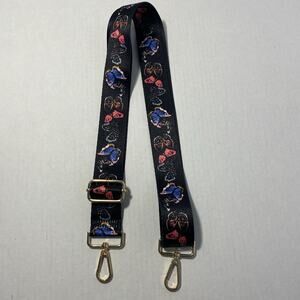 Replacement Nylon Purse Strap,Adjustable Crossbody Strap-1.5" Black Butterfly